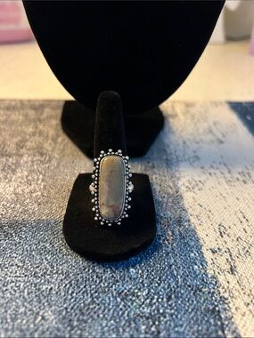 Sterling Silver Coconut Jasper Gemstone Ring Size 8.5